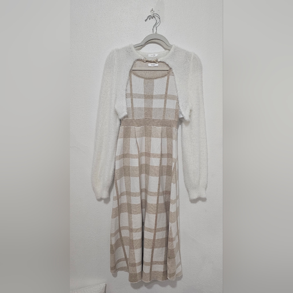 Evelyn bolero checkered long one piece dress - Picture 3 of 5